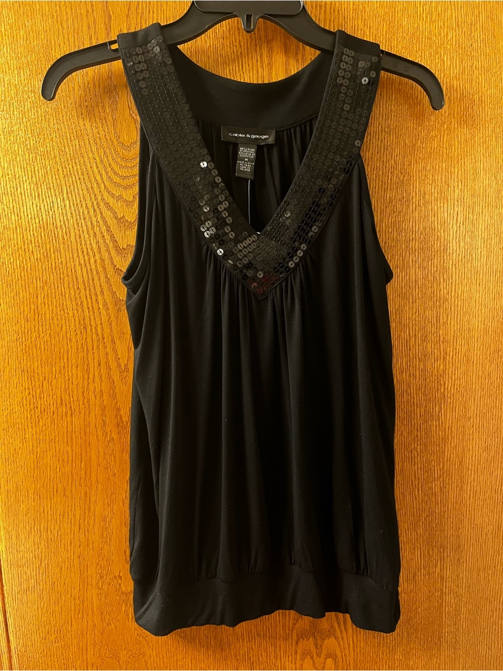 Cable & Gauge Black Sequin V-Neck Camisole